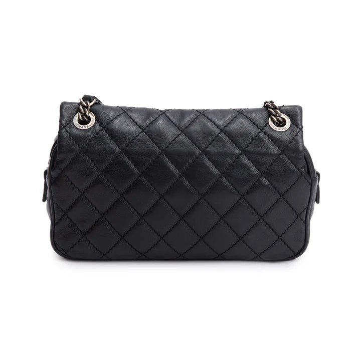 Black Quilted Calfskin Leather Paris-Edinburgh Coco Sporran Flap Bag w/ Box and Authenticity Card Coeur Cult Core