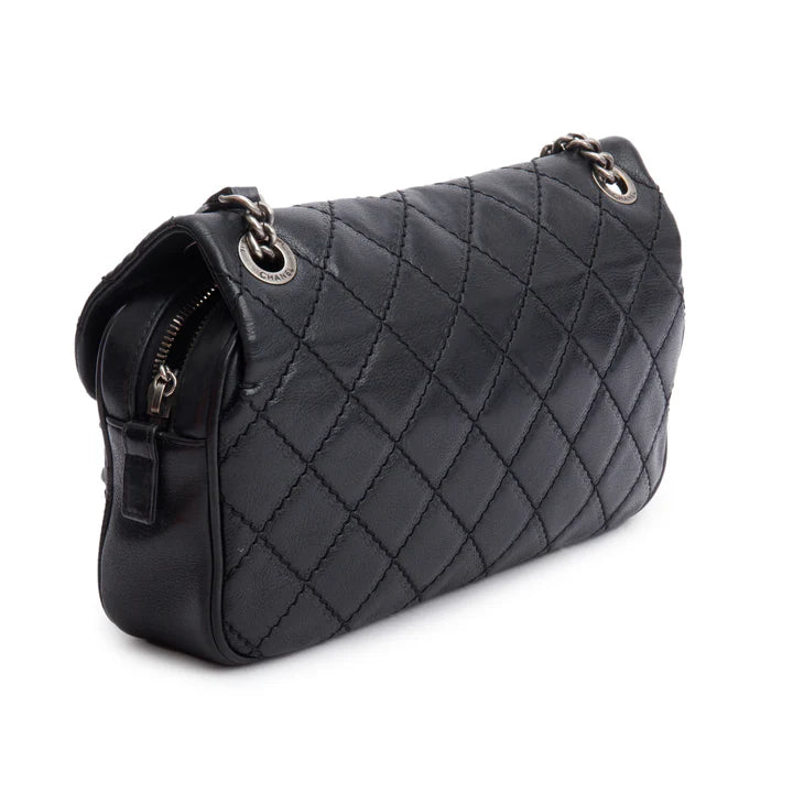 Black Quilted Calfskin Leather Paris-Edinburgh Coco Sporran Flap Bag w/ Box and Authenticity Card Coeur Cult Core