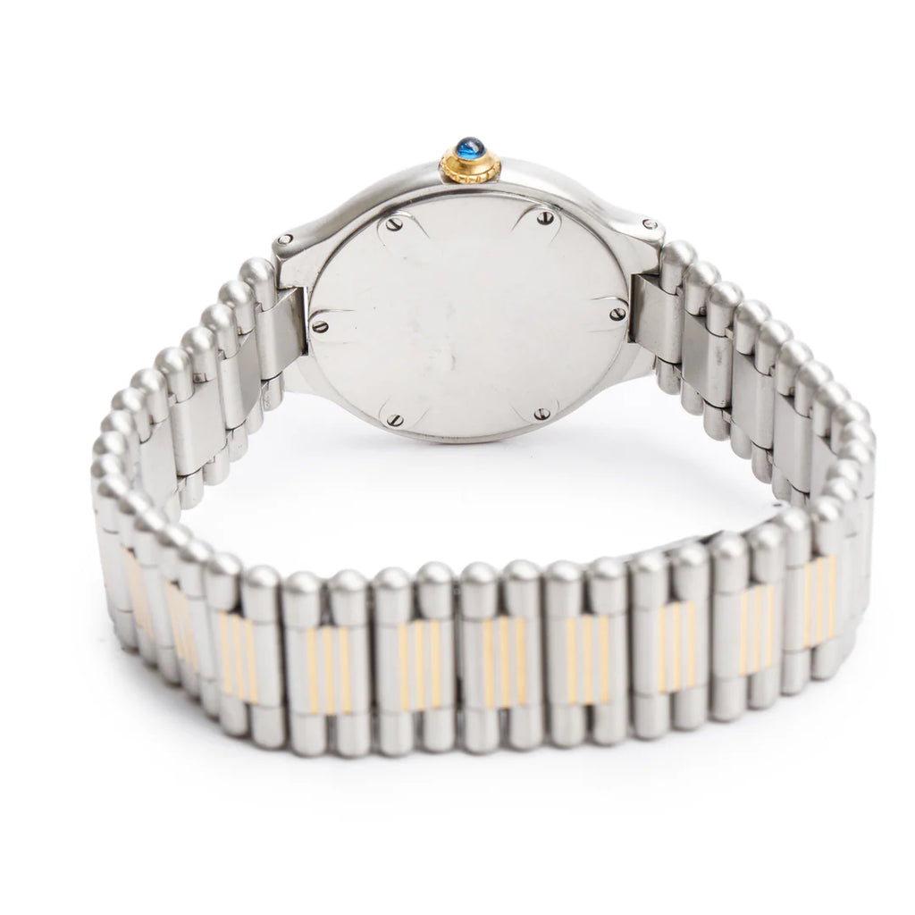 Stainless Steel &amp; 18k Yellow Gold Plated Must de 21 28 MM Watch 9010 w/ Case &amp; Papers Coeur Cult Core