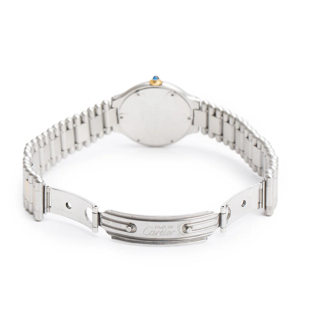 Stainless Steel &amp; 18k Yellow Gold Plated Must de 21 28 MM Watch 9010 w/ Case &amp; Papers Coeur Cult Core