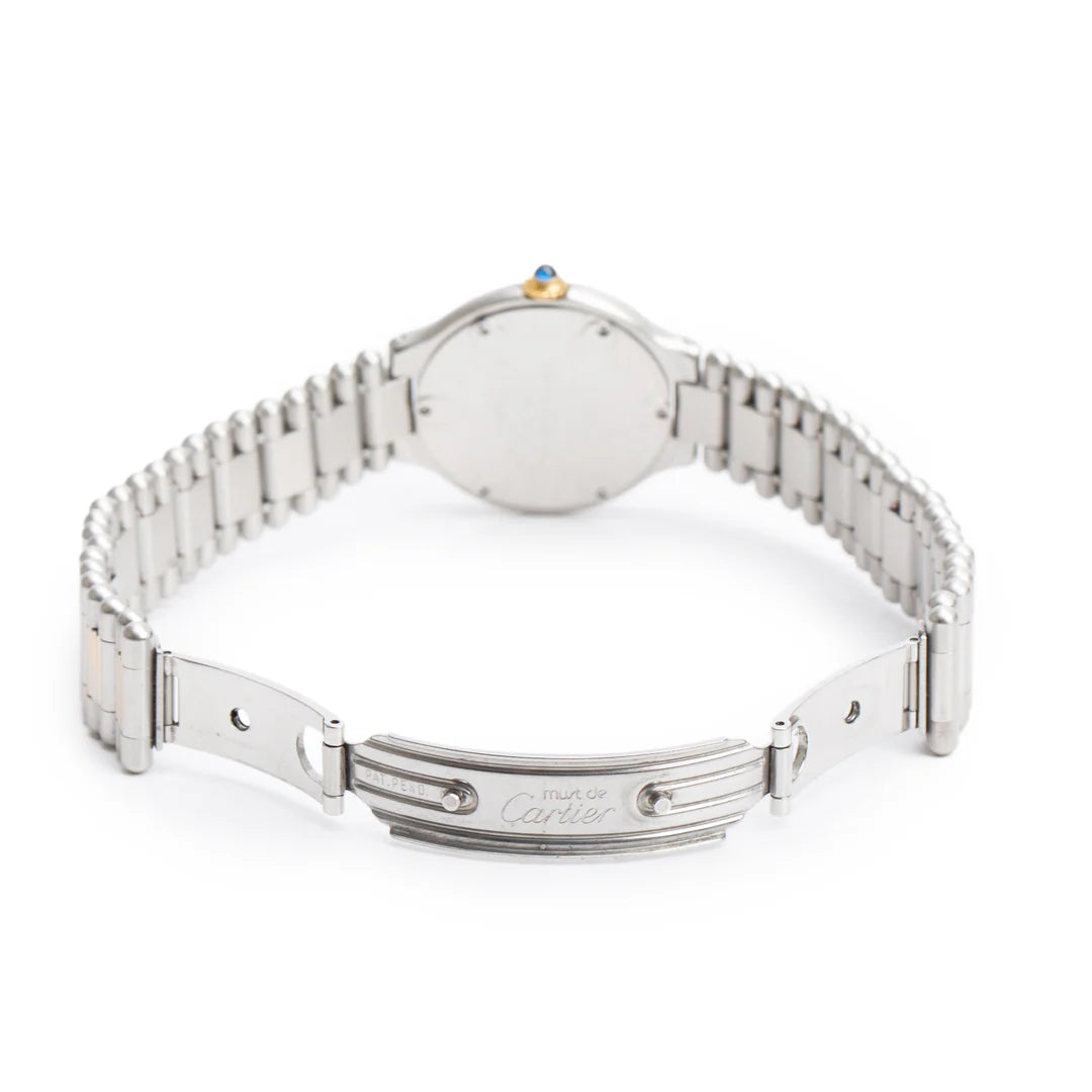 Stainless Steel &amp; 18k Yellow Gold Plated Must de 21 28 MM Watch 9010 w/ Case &amp; Papers Coeur Cult Core