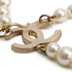 Gold-Plated Faux Pearl Strass CC Necklace Coeur Cult Core