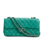 Green Lambskin Perforated East West Flap Bag Coeur Cult Core
