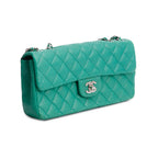 Green Lambskin Perforated East West Flap Bag Coeur Cult Core
