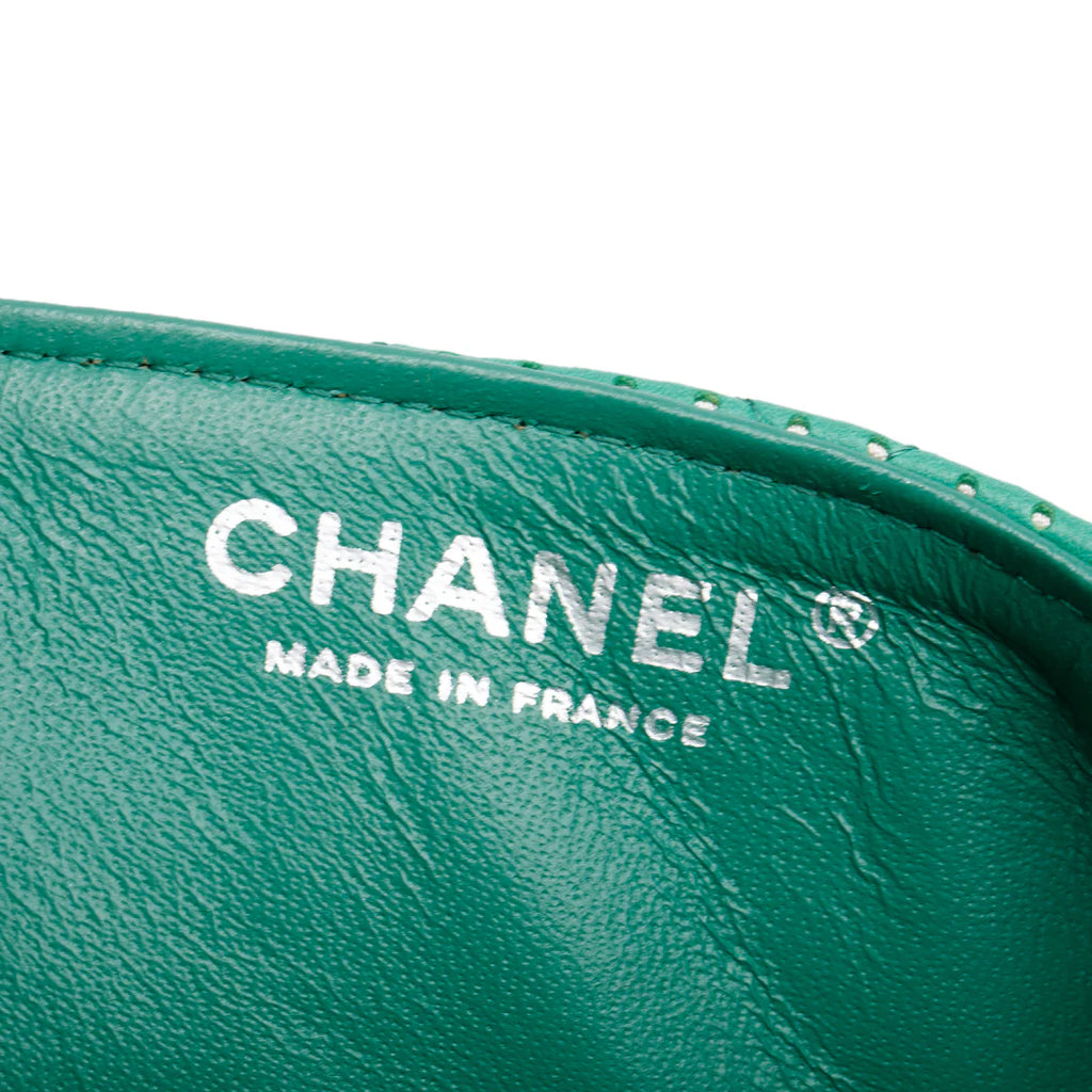 Green Lambskin Perforated East West Flap Bag Coeur Cult Core