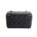 Black Caviar Quilted Small Vanity Case w/ Chain
