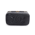 Black Caviar Quilted Small Vanity Case w/ Chain