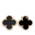 2024 18k Yellow Gold Vintage Alhambra Onyx Stud Earrings w/ Box &amp; Certificate Coeur Cult Core