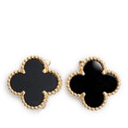 2024 18k Yellow Gold Vintage Alhambra Onyx Stud Earrings w/ Box &amp; Certificate Coeur Cult Core
