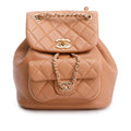 Beige Lambskin Quilted Small Duma Drawstring Backpack Coeur Cult Core