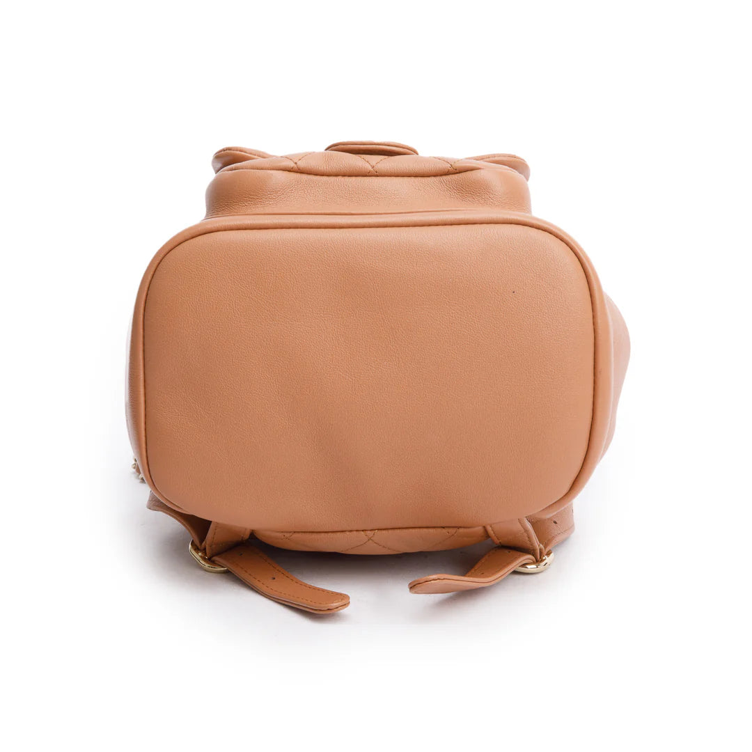 Beige Lambskin Quilted Small Duma Drawstring Backpack Coeur Cult Core