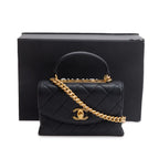 Black Quilted Lambskin Small Trendy Spirit Flap Handle Bag w/ Box &amp; Authenticity Card Coeur Cult Core