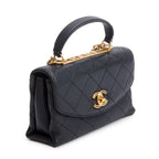 Black Quilted Lambskin Small Trendy Spirit Flap Handle Bag w/ Box &amp; Authenticity Card Coeur Cult Core