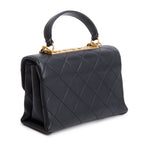 Black Quilted Lambskin Small Trendy Spirit Flap Handle Bag w/ Box &amp; Authenticity Card Coeur Cult Core