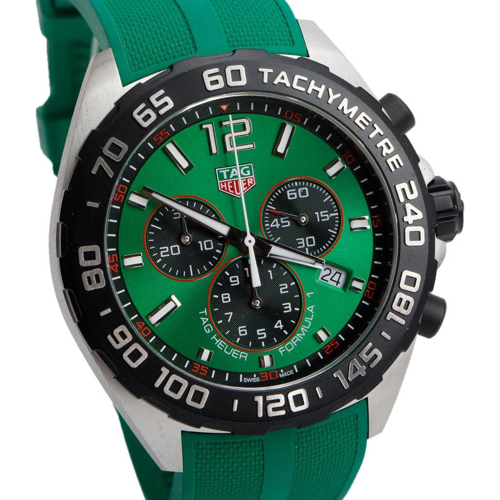 2023 Stainless Steel Formula 1 43 MM Chronograph Quartz Watch Green Dial CAZ101AP w/ Box &amp; Papers Coeur Cult Core
