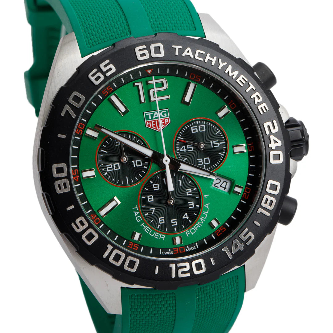 2023 Stainless Steel Formula 1 43 MM Chronograph Quartz Watch Green Dial CAZ101AP w/ Box &amp; Papers Coeur Cult Core