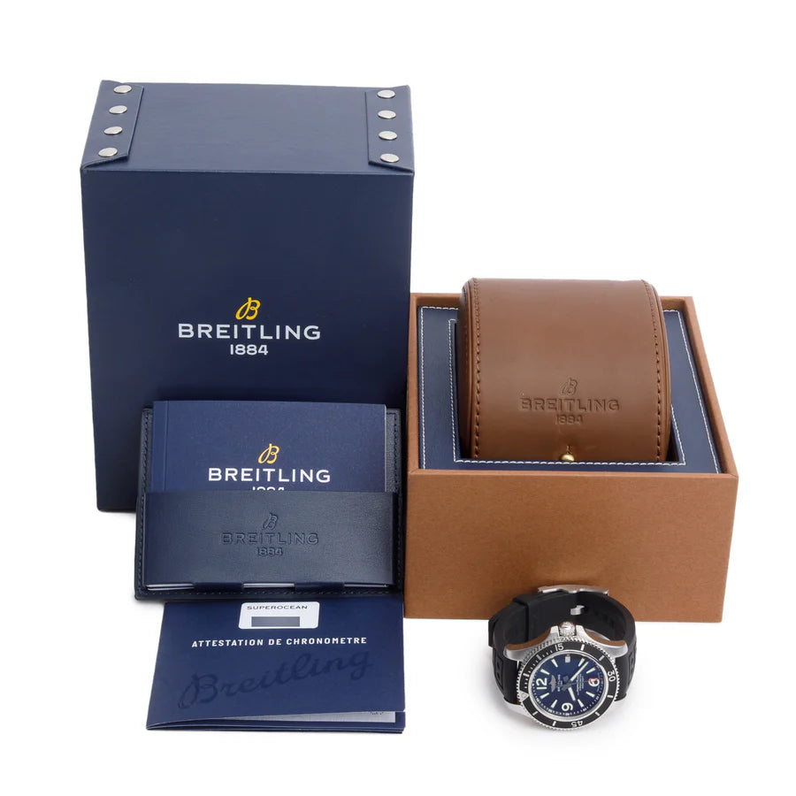 Stainless Steel Superocean 42 MM Automatic Watch Black Dial A17366 w/ Box &amp; Papers Coeur Cult Core