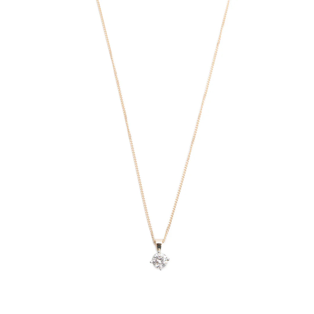 14k Yellow Gold 1.12 ct. Diamond Solitaire Pendant Necklace Coeur Cult Core