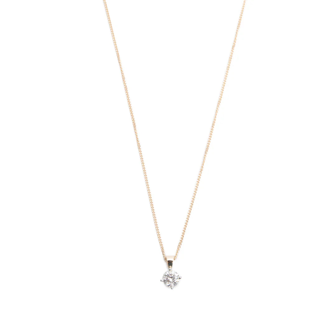 14k Yellow Gold 1.12 ct. Diamond Solitaire Pendant Necklace Coeur Cult Core