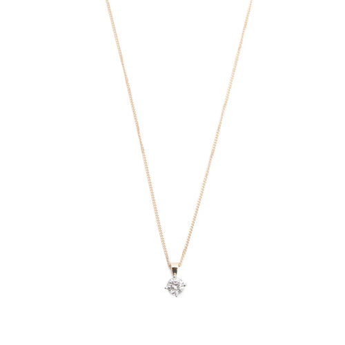 14k Yellow Gold 1.12 ct. Diamond Solitaire Pendant Necklace Coeur Cult Core