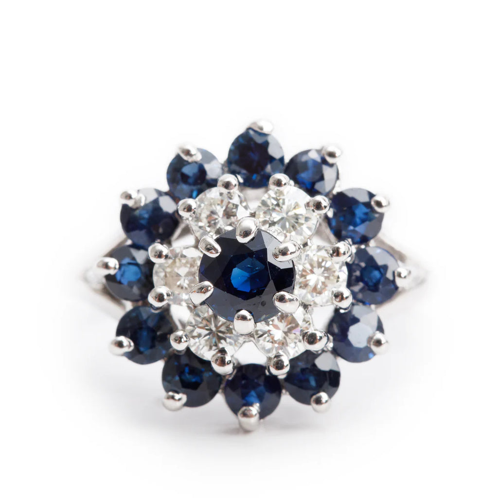 14k White Gold Blue Sapphire &amp; Diamond Ring, Size 7 Coeur Cult Core