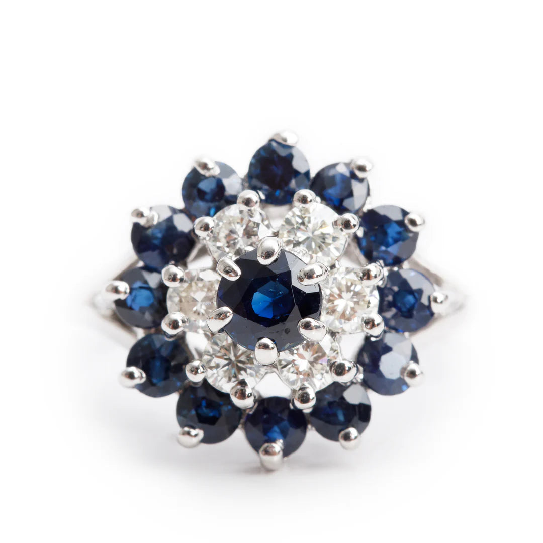 14k White Gold Blue Sapphire &amp; Diamond Ring, Size 7 Coeur Cult Core