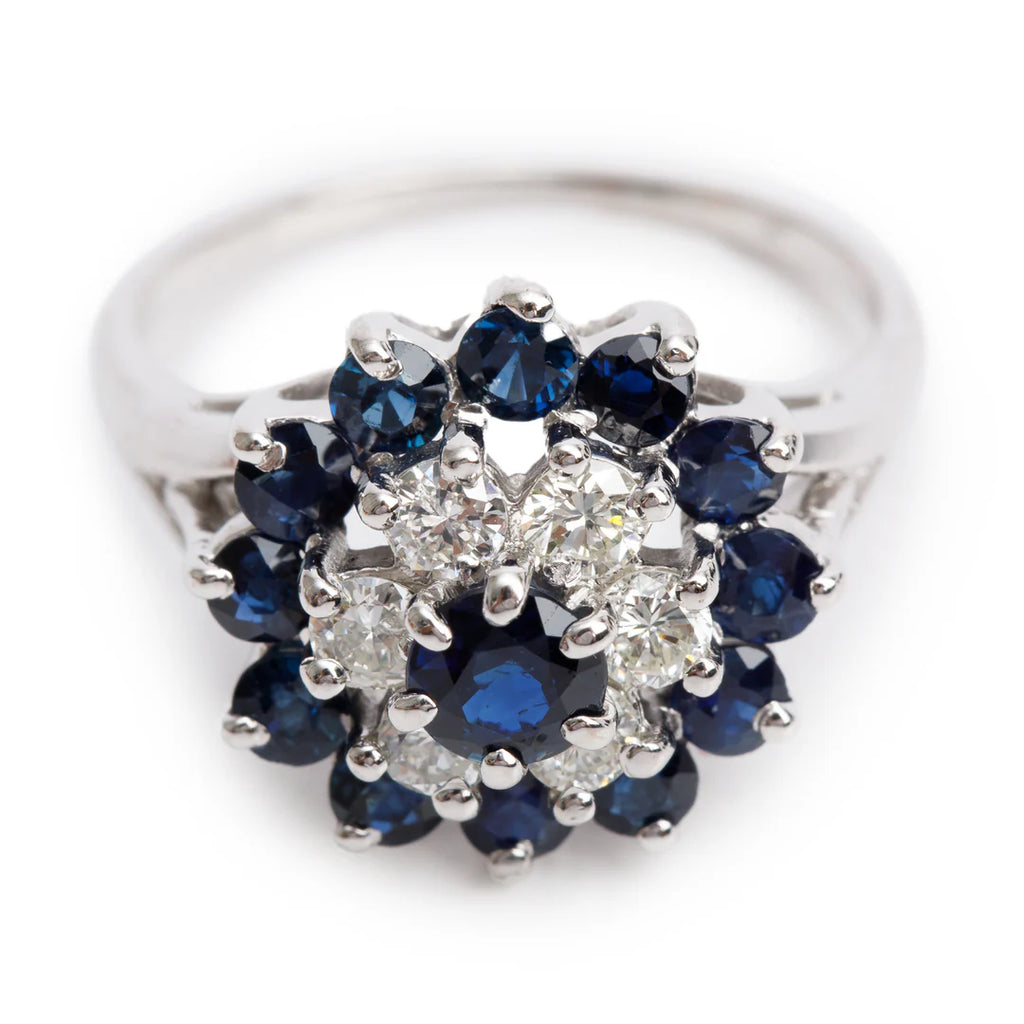 14k White Gold Blue Sapphire &amp; Diamond Ring, Size 7 Coeur Cult Core