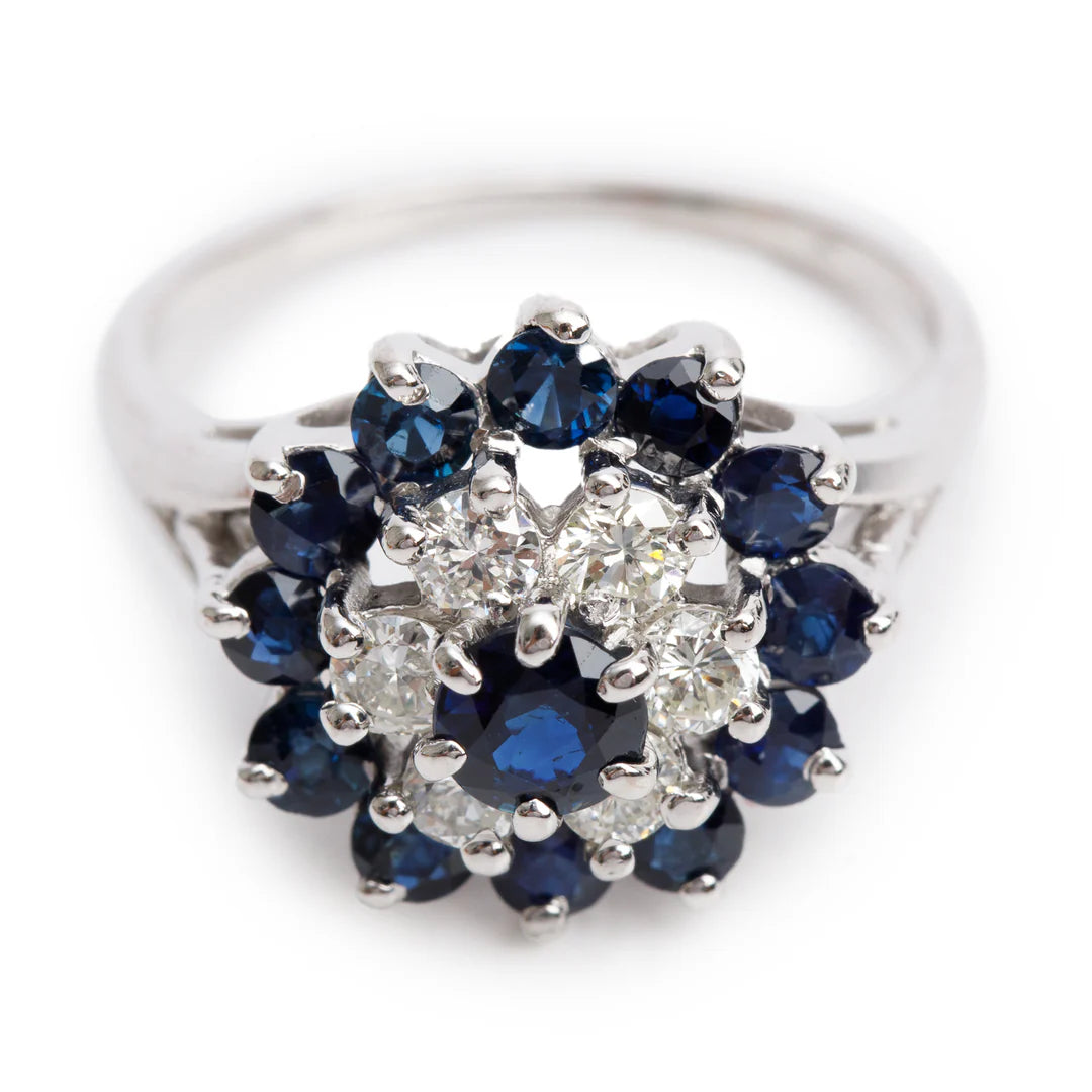 14k White Gold Blue Sapphire &amp; Diamond Ring, Size 7 Coeur Cult Core