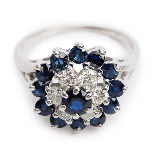 14k White Gold Blue Sapphire &amp; Diamond Ring, Size 7 Coeur Cult Core