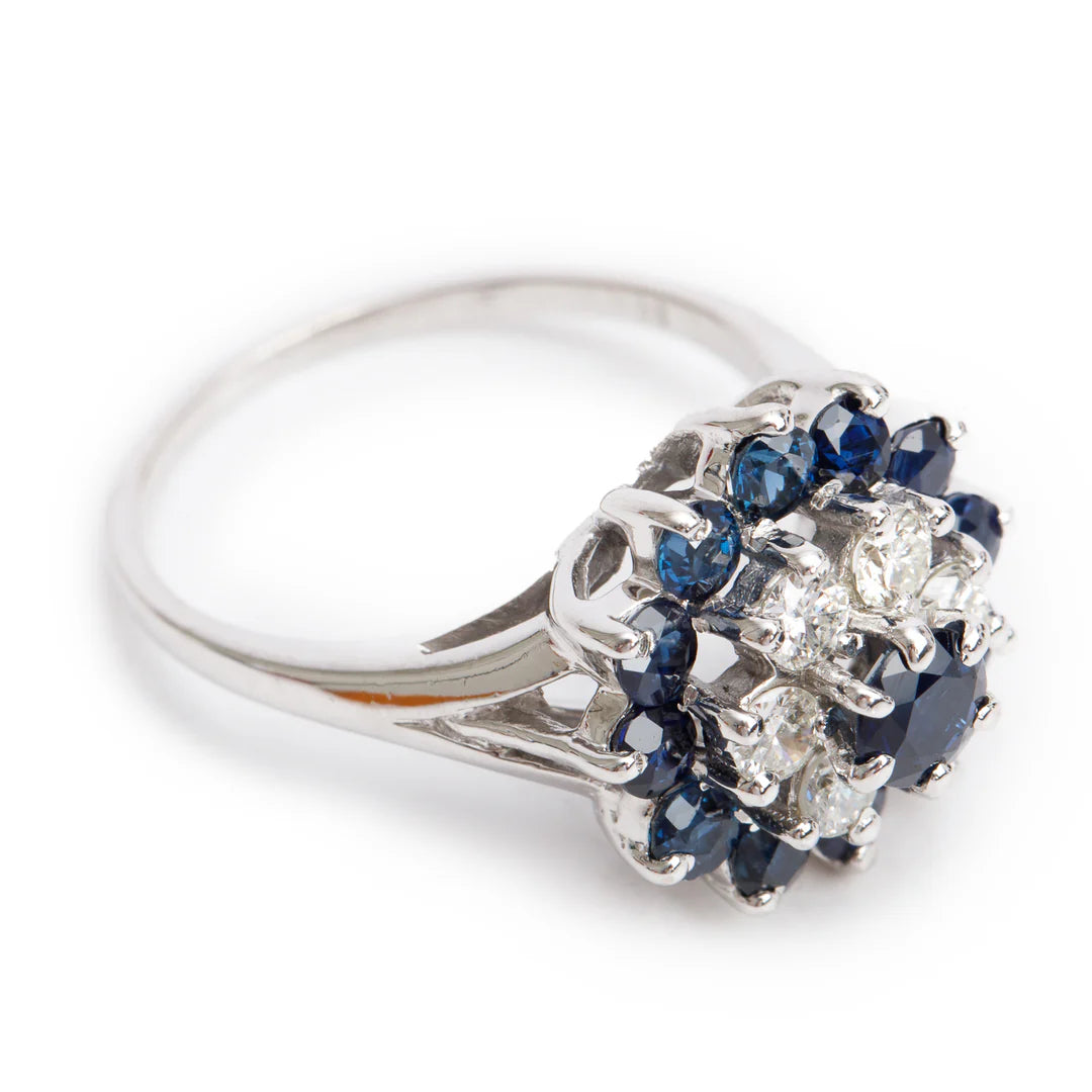 14k White Gold Blue Sapphire &amp; Diamond Ring, Size 7 Coeur Cult Core