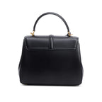 2023 Black Satinated Calfskin Small 16 Top Handle Bag w/ Strap