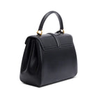 2023 Black Satinated Calfskin Small 16 Top Handle Bag w/ Strap