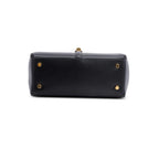 2023 Black Satinated Calfskin Small 16 Top Handle Bag w/ Strap