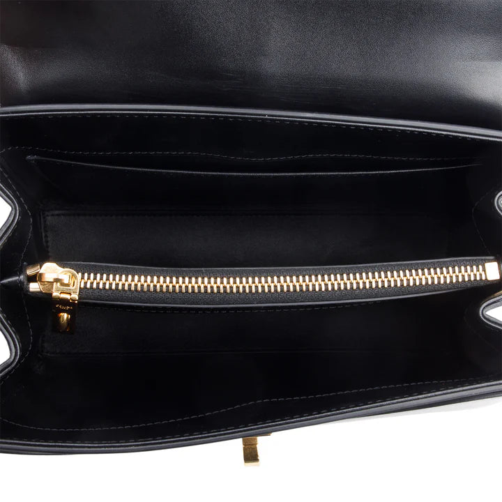 2023 Black Satinated Calfskin Small 16 Top Handle Bag w/ Strap