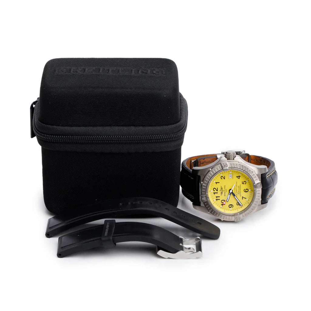 Titanium Avenger Seawolf 44 MM Automatic Watch Yellow Dial E17370 w/ Case &amp; Extra Strap