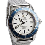 Stainless Steel Superocean Heritage 42 MM Automatic Watch Blue Bezel Silver Dial A17321 w/ Box, Papers &amp; Extra Strap