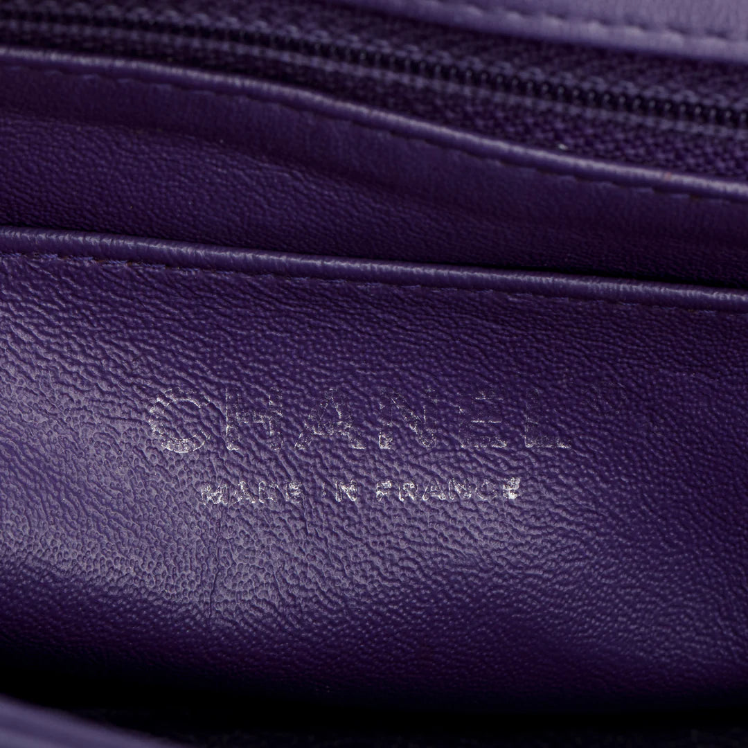 Quilted Purple Lambskin Mini Rectangular Flap Bag