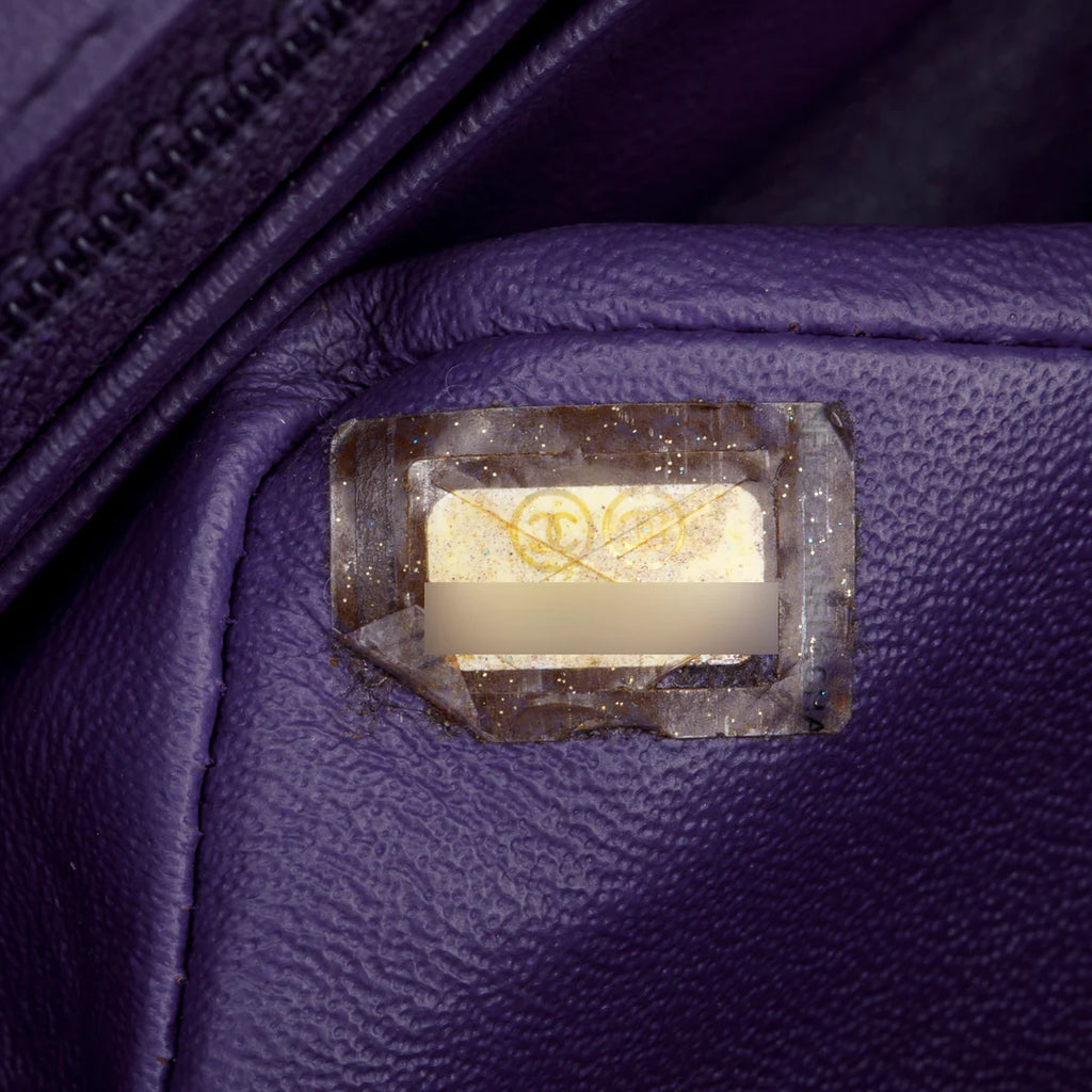 Quilted Purple Lambskin Mini Rectangular Flap Bag