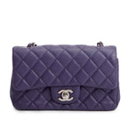 Quilted Purple Lambskin Mini Rectangular Flap Bag