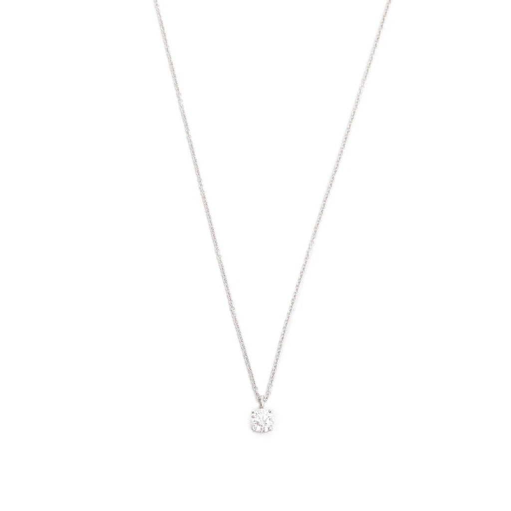 Platinum Solitaire 0.40 ct. Diamond Pendant Necklace w/ Box Coeur Cult Core