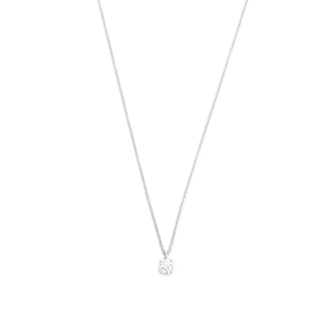 Platinum Solitaire 0.40 ct. Diamond Pendant Necklace w/ Box Coeur Cult Core