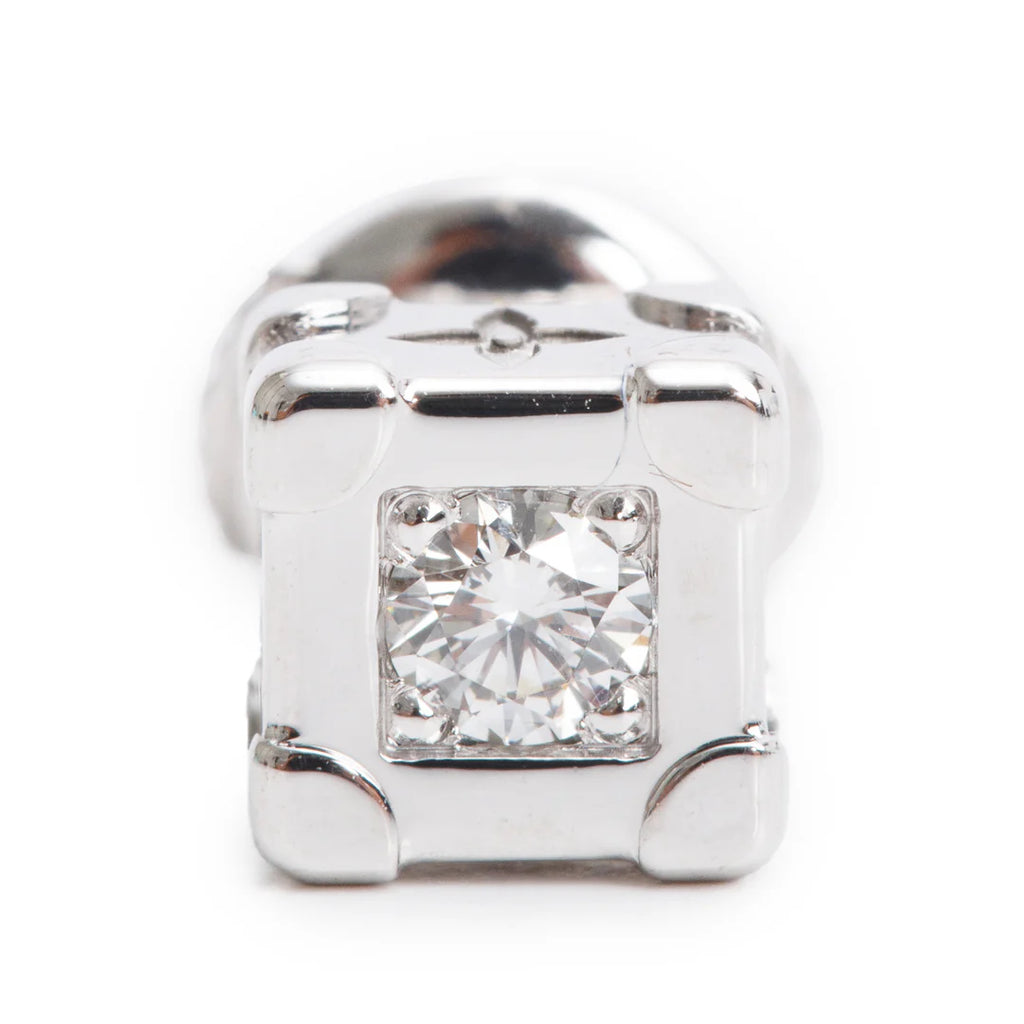18k White Gold Diamond Les Gastons Vuitton Trunk Single Stud Earring w/ Box Coeur Cult Core