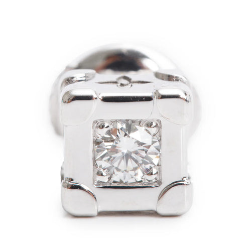 18k White Gold Diamond Les Gastons Vuitton Trunk Single Stud Earring w/ Box Coeur Cult Core