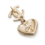 2023 Gold-Plated Faux Pearl &amp; Strass CC Heart Drop Earrings Coeur Cult Core