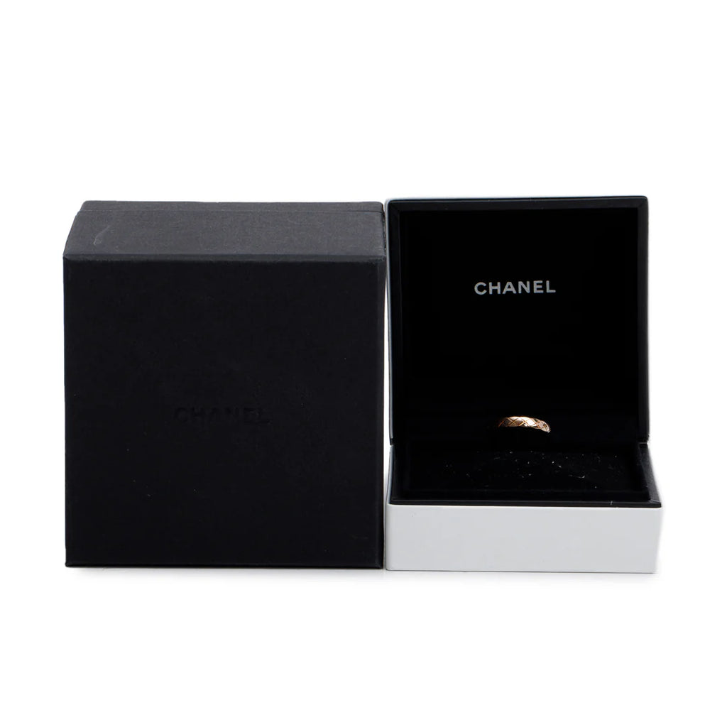 18k Rose Gold Quilted Coco Crush Band Ring, Size 49 4.75, Mini Version w/ Box &amp; Papers