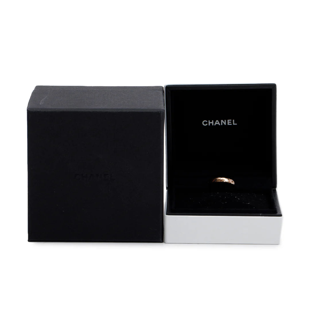 18k Rose Gold Quilted Coco Crush Band Ring, Size 49 4.75, Mini Version w/ Box &amp; Papers