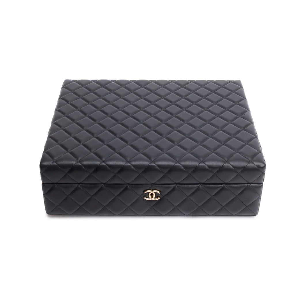 Black Lambskin Calfskin Leather Tweed Success Story Trunk Set Of 4 mini Bags w/ Authenticity Card Coeur Cult Core