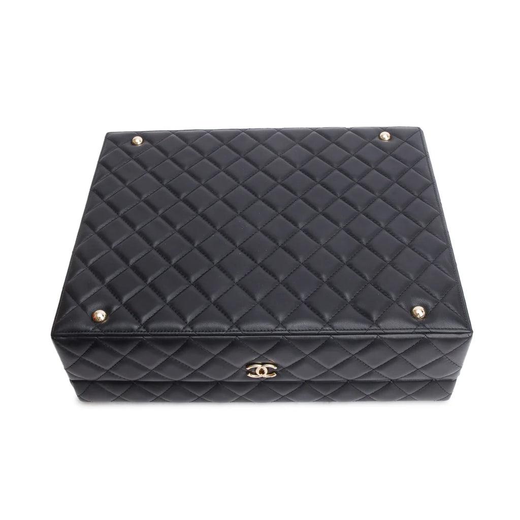 Black Lambskin Calfskin Leather Tweed Success Story Trunk Set Of 4 mini Bags w/ Authenticity Card Coeur Cult Core