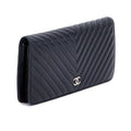 Black Lambskin Chevron Bi-Fold Wallet w/ Authenticity Card Coeur Cult Core