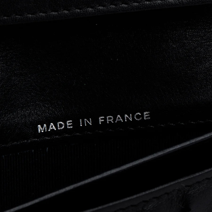 Black Lambskin Chevron Bi-Fold Wallet w/ Authenticity Card Coeur Cult Core